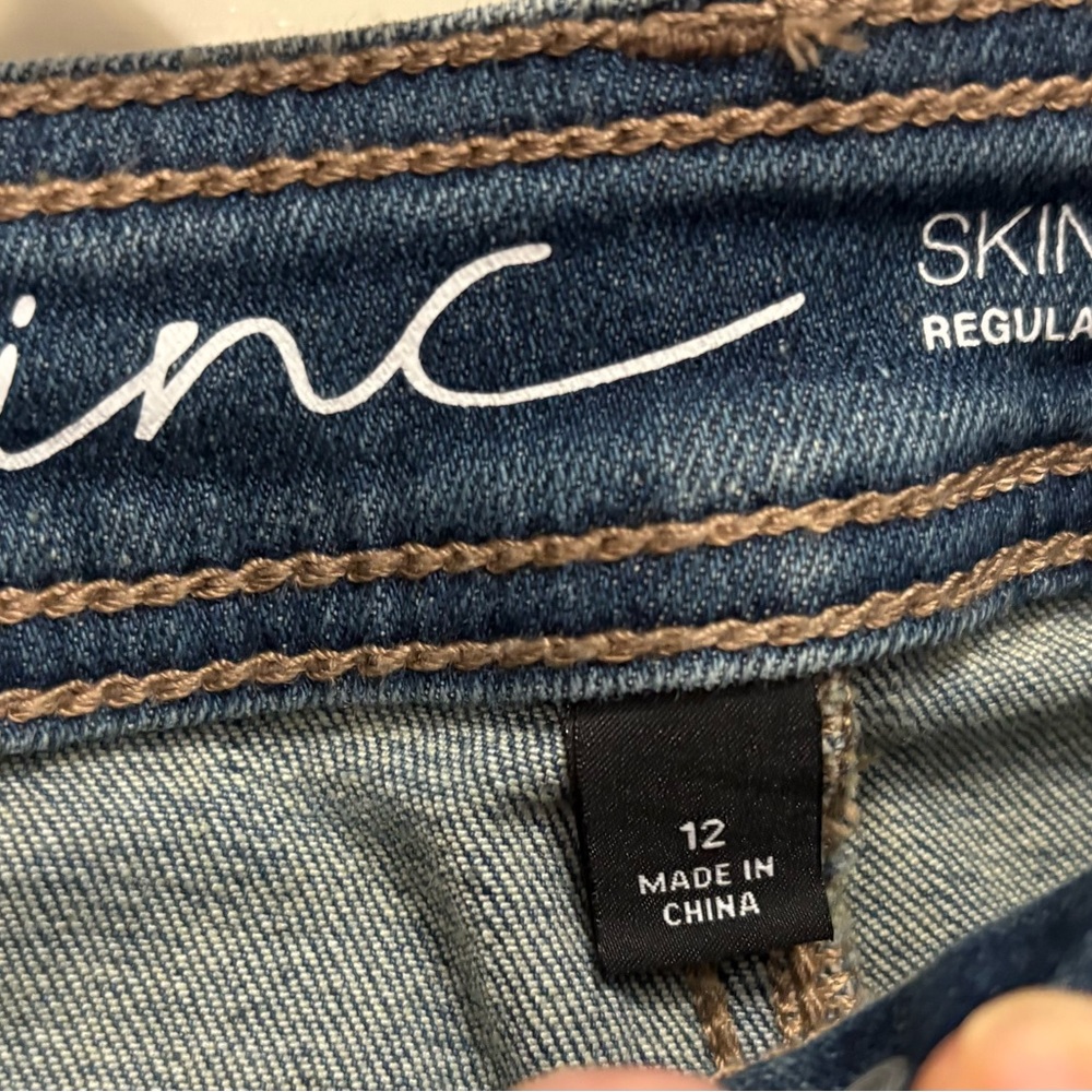 INC International Concepts Blue Capris with Silver Side Stripe - Picture 4 of 6